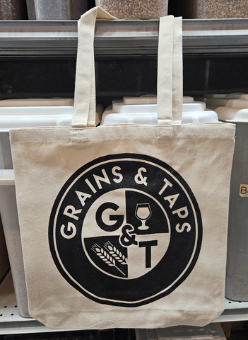 Cloth Tote Bag with Grains & Taps Logo