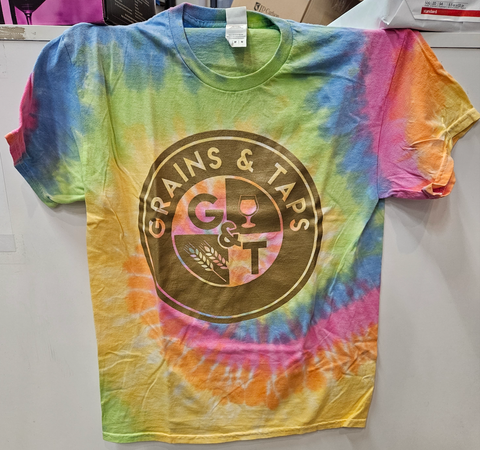 Rainbow Sherbet Tie Dye with Golden Logo Shirt