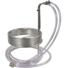 25' Stainless Wort Chiller with Vinyl Tubing Ends - 3/8" dia.