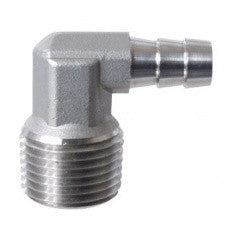 Stainless 90 Degree 3/8 Barb x 1/2" MPT