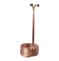 25' x 1/2" Copper Wort Chiller with Brass Fittings (long neck)